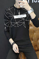 Black Plus Size Slim Round Neck Letter Printed Located Printing Long Sleeve Men Sweater for Casual
