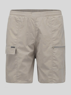Beige Loose Pockets Adjustable Waist Men Shorts for Casual