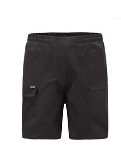 Black Loose Pockets Adjustable Waist Men Shorts for Casual