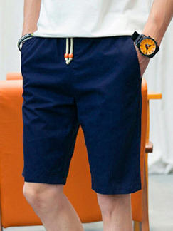 Navy Blue Slim Band Plus Size Men Shorts for Casual