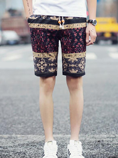 Colorful Slim Printed Band Plus Size Men Shorts for Casual