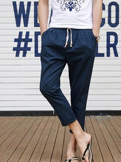 Navy Blue Slim Harlen Plus Size  Men Pants for Casual Beach