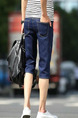 Navy Blue Slim Denim Shorts Men Shorts for Casual