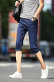 Navy Blue Slim Denim Shorts Men Shorts for Casual