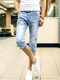 Sky Blue Slim Denim Shorts Men Shorts for Casual