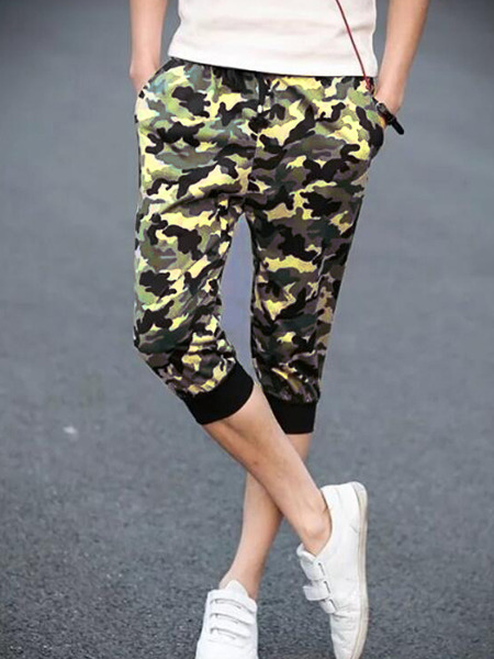 Camouflage Green Loose Harlen Men Shorts for Casual