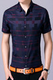 Black Wine Red and Dark Purple Slim Printed Polo Men Shirt for Casual Office