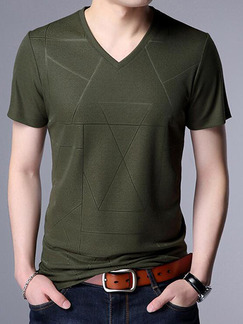 Army Green Loose Knitting T-Shirt V Neck Men Shirt for Casual Party
