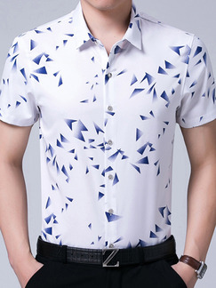 White Slim Printed Polo Men Shirt for Casual Office Party