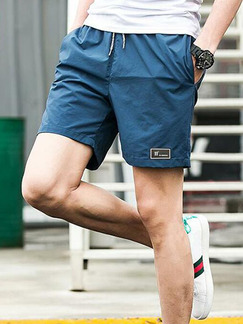Lake Blue Loose Band Plus Size Shorts for Casual Sporty