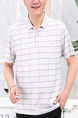 White Loose Lapel Contrast Stripe Men Shirt for Casual Party Office