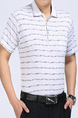 White Loose Lapel Stripe Men Shirt for Casual Office