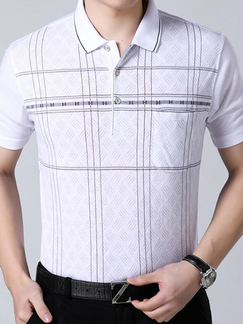 White Loose Lapel Stripe Men Shirt for Casual Office