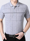 Light Gray Loose Lapel Stripe Men Shirt for Casual Office