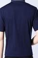 Navy Blue Loose Lapel Stripe Men Shirt for Casual Office