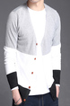 Light Gray White and Black Slim Contrast Single-Breasted Long Sleeve Men Cardigan for Casual