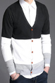 Black White and Light Gray Slim Contrast Single-Breasted Long Sleeve Men Cardigan for Casual