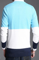Blue White and Sky Blue Slim Contrast Single-Breasted Long Sleeve Men Cardigan for Casual