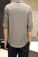 Gray Loose Stand Collar Chinese Buttons Long Sleeve Plus Size Men Shirt for Casual