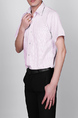 White and Rose Red Plus Size Lapel Stripe Pocket Single-breasted Collar Button-Down Men Shirt for Casual Party Office