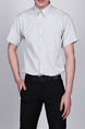 Grey and White Plus Size Loose Lapel Grid Pocket Single-breasted Collar Button-Down Men Shirt for Casual Party Office