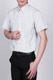 Grey and White Plus Size Loose Lapel Grid Pocket Single-breasted Collar Button-Down Men Shirt for Casual Party Office