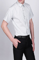 Grey and White Plus Size Loose Lapel Grid Pocket Single-breasted Collar Button-Down Men Shirt for Casual Party Office