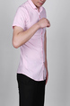 Pink Slim Lapel Printed Letter Single-breasted Asymmetrical Hem Collar Button-Down Men Shirt for Casual Party Office