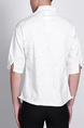 White and Grey Stand Collar V Neck Loose Printed Plus Sze Men Shirt for Casual Party Office