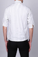 White and Green Stand Collar V Neck Loose Stripe Plus Size Men Shirt for Casual Party Office