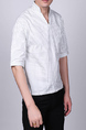 White and Green Stand Collar V Neck Loose Stripe Plus Size Men Shirt for Casual Party Office