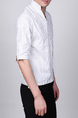 White and Green Stand Collar V Neck Loose Stripe Plus Size Men Shirt for Casual Party Office