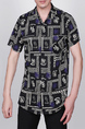 Black and Colorful Lapel Plus Size Loose Cardigan Grid Printed Asymmetrical Hem Collar Button-Down Men Shirt for Casual Party Office