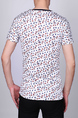 White and Colorful V Neck Slim Knitted Contrast Printed Tee Men Shirt for Casual Party