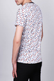 White and Colorful V Neck Slim Knitted Contrast Printed Tee Men Shirt for Casual Party