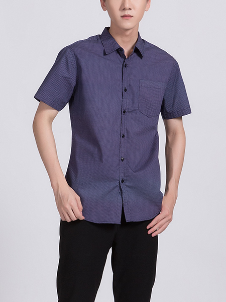 Violet Button Down Collared Men Shirt for Casual Office Party