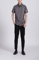 Black And Silver Button Down Collared Men Shirt for Casual Party Office