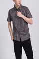 Black And Silver Button Down Collared Men Shirt for Casual Party Office