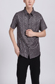 Black And Silver Button Down Collared Men Shirt for Casual Party Office