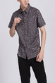 Black And Silver Button Down Collared Men Shirt for Casual Party Office