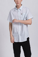 White Button Down Collared Chest Pocket Men Shirt for Casual Party Office