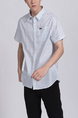 White Button Down Collared Chest Pocket Men Shirt for Casual Party Office