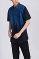 Blue Button Down Collared Chest Pocket Men Shirt for Casual Party Office