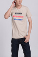 Cream Round Neck Tee Men Shirt for Casual Party