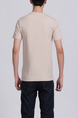 Cream Round Neck Tee Men Shirt for Casual Party