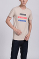 Cream Round Neck Tee Men Shirt for Casual Party