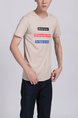 Cream Round Neck Tee Men Shirt for Casual Party