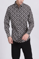 Black And White Collared Button Down Long Sleeves Men Shirt for Casual Party Office