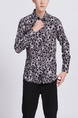 Black And White Long Sleeves Collared Button Down Men Shirt for Casual Party Office