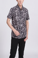 Black and White Collared Button Down Men Shirt for Casual Party Office